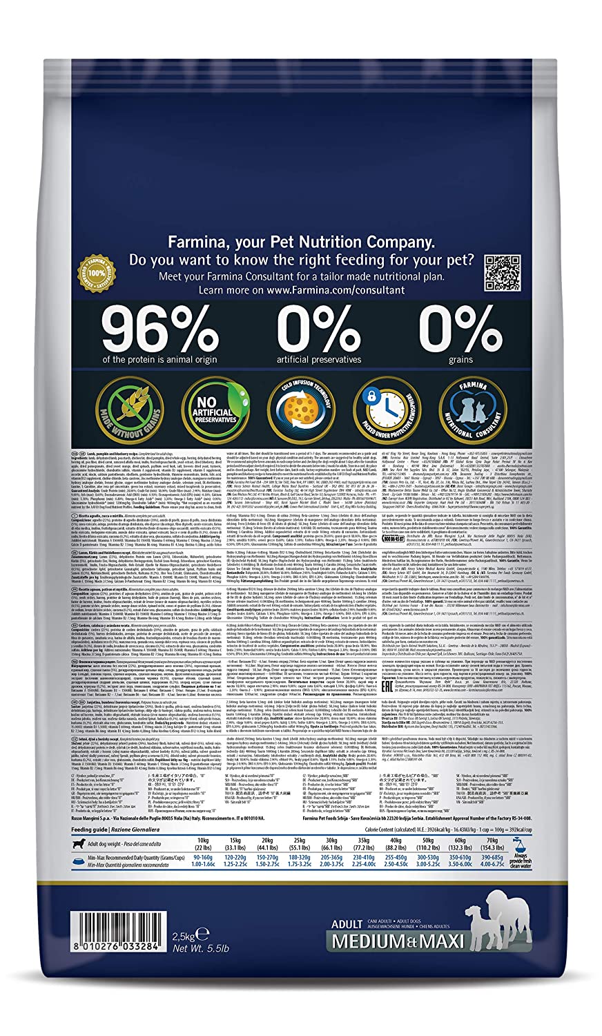 Farmina N&D Pumpkin Lamb Pumpkin And Blueberry Grain Free Medium And Maxi Adult Dog Dry Food