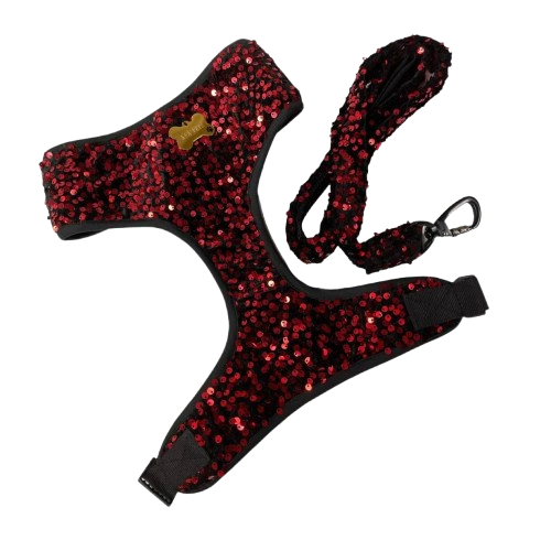 A+a Pets Sequins Harness & Leash Set For Dogs & Cats