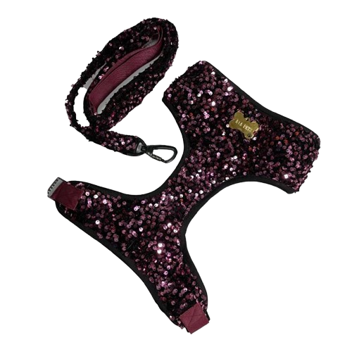 A+a Pets Sequins Harness & Leash Set For Dogs & Cats
