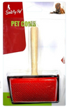 Smarty Pet Wooden Handle Slicker Brush - Red