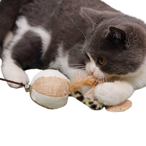 Smarty Pet Wooden Wand Stick With Ball & Bells Feathers Toy For Cat