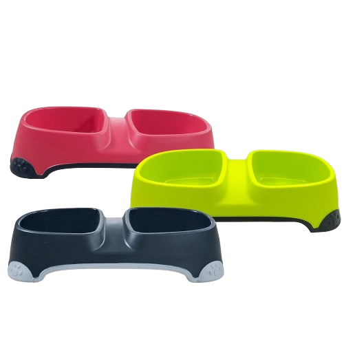 Nunbell Elegant Double Diner Bowl With Paw Design Non-Skid Rubber Bottom