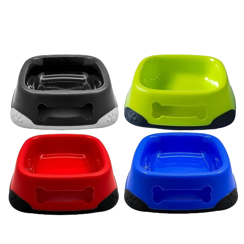 Nunbell Elegant Square Bowl With Paw Design Non-Skid Rubber Bottom