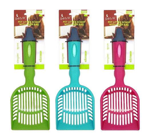 Smarty Pet Scooper With Poop Bag Holder (Color May Vary)