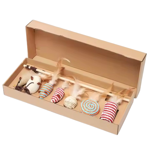 Holy Paws Cat Toy Box Set (Color May Vary)