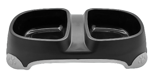 Nunbell Elegant Double Diner Bowl With Paw Design Non-Skid Rubber Bottom