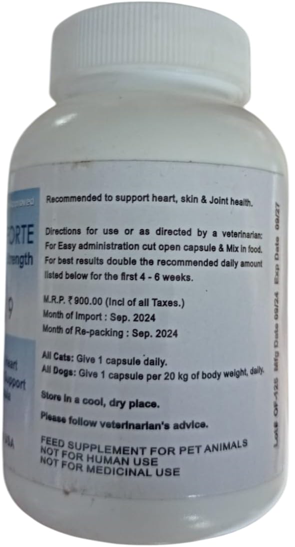 Omega-Forte : Double Strength – Omega 3, 6, 9 Capsules for Dogs & Cats