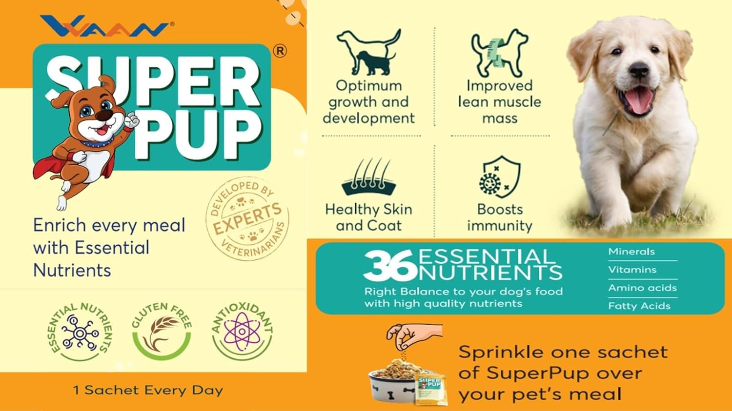 Vvaan: Super Pup Sachets for Dogs – 10 Sachets (5g Each)