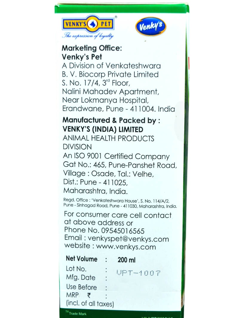 Venky’s Ventriliv-Pet Herbal Liver Stimulant Syrup – Lamb Flavour