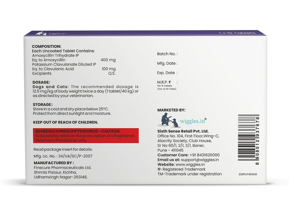 Wiggles : Wigclav 500mg Antibiotic Tablets for Dogs & Cats