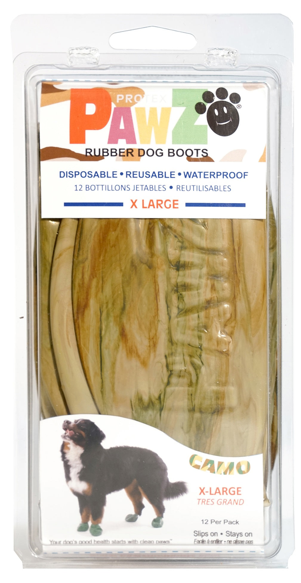 Pawz Waterproof Dog Boots - X Large - Olive Green 12 PCS