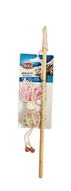 Trixie Wood/ Polyster Wool & Bell Balls with Playing Rod