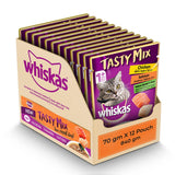 Whiskas Tasty Mix Chicken With Salmon Wakame Seaweed In Gravy Pouch 70 G (Pack Of 12) - Ecom Pack