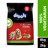 Drools All Life Stages Vegetarian Dry Food 8Kg + 2Kg Free Inside