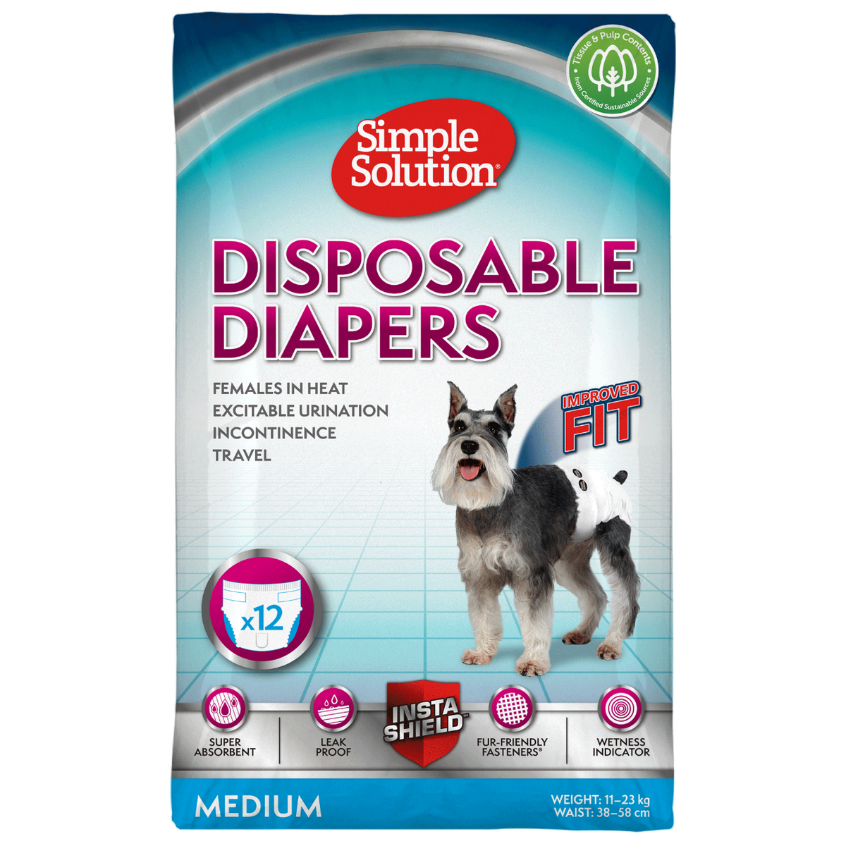 Simple Solution Disposable Diapers - Medium - 12 Pcs