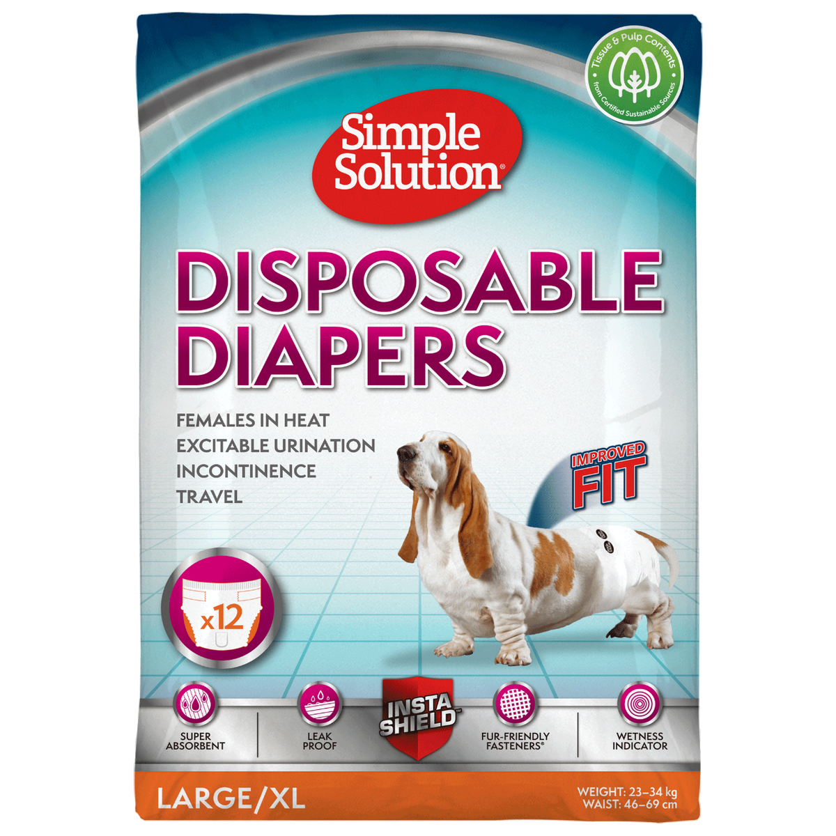 Simple Solution disposable Diaper Large - X-Large - 12 Pcs