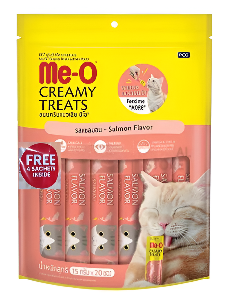 Meo Creamy Treats Salmon Flavour Combo pack 20 pcs +  4 pcs Free (15g Each)
