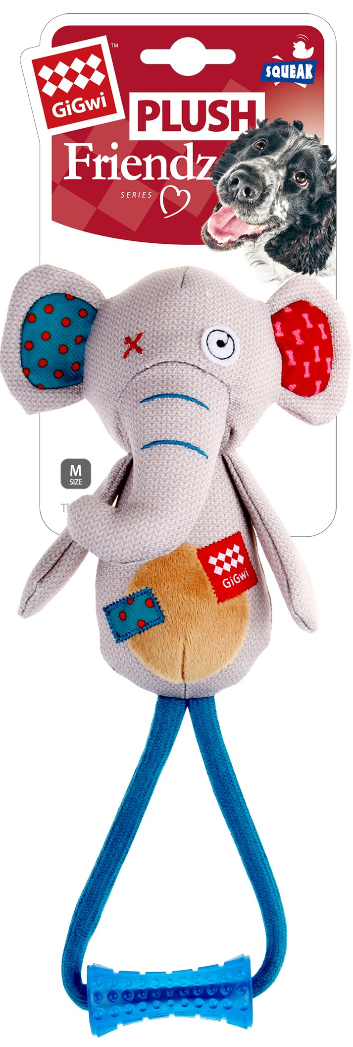 GiGwi Plush Friendz With TPR Johnny Stick Elephant Dog Toy