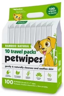 Petkin Bamboo Natural Travel Pack Petwipes