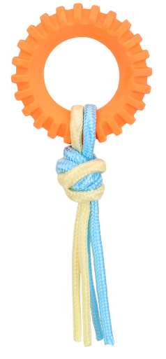 Basil TPR Ring With Rope Dog Toy ShakeHands