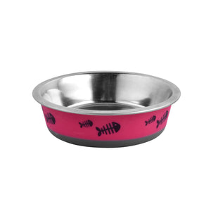 Holy Paws Thermoplastic Rubber Stainless Steel Cat Bowl With Silicone Base (Color May Vary)