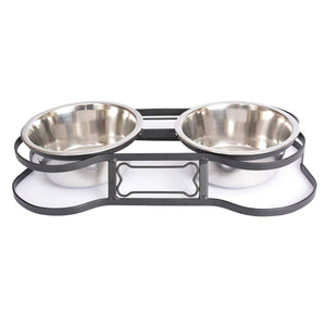 Pets Empire Bone Shape Metal Double Diner Bowl For Dogs