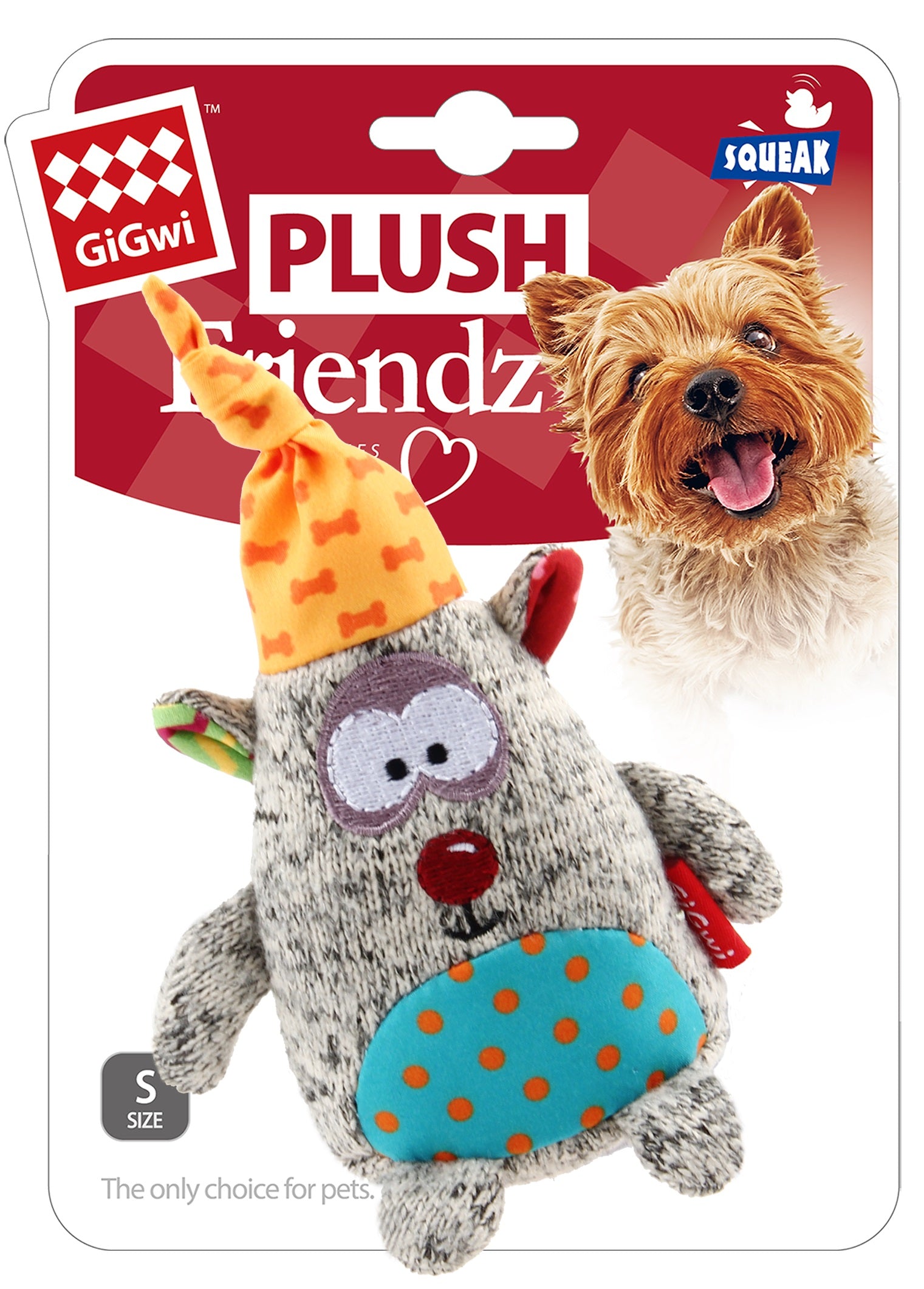 Gigwi Plush Friendz Squeaky Bear - Dog Toy - Small