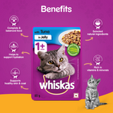 Whiskas With Tuna in Jelly 24 Pouches (24 x 85g) & Chicken in Gravy 24 Pouches (24 x 85g) Adult Cat Food - New Offer