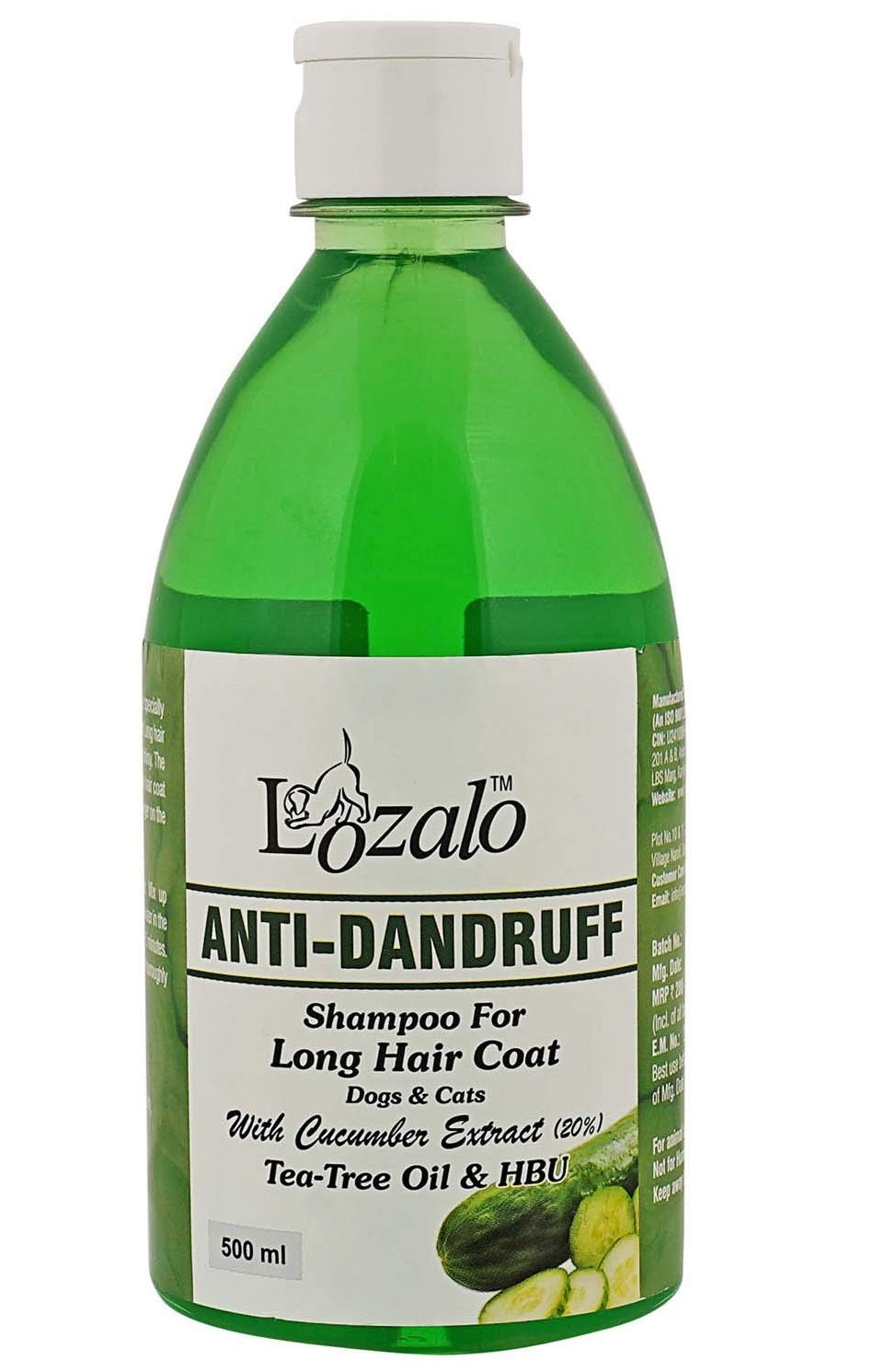 Lozalo Anti Dandruff  With Cucumber Extract Long Hair Coat Shampoo For Dogs & Cats