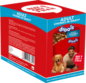 Drools Real Chicken and Chicken Liver Chunks in Gravy Adult Dog Food (Buy 5 Get 1 Free)