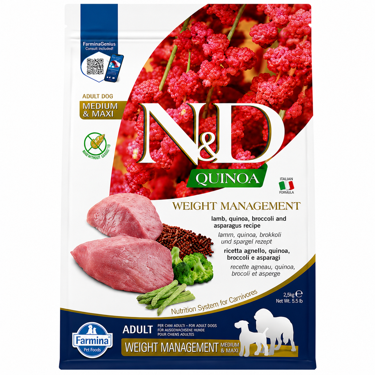 Farmina N&D Quinoa Weight Management Grain Free Medium & Maxi Adult Dog Dry Food