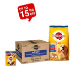 Pedigree Adult Chicken And Vegetable 3 Kgs + Pedigree Adult With Chicken & Liver Chunk In Gravy Pouch 70 G - Pack Of 30 - Combo