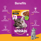 Whiskas With Tuna in Jelly 24 Pouches (24 x 85g) & Chicken in Gravy 24 Pouches (24 x 85g) Adult Cat Food - New Offer