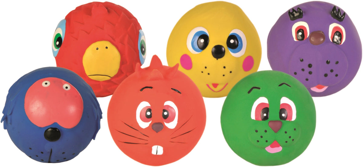Trixie Animal Faces Toy Balls Latex Dog Toy
