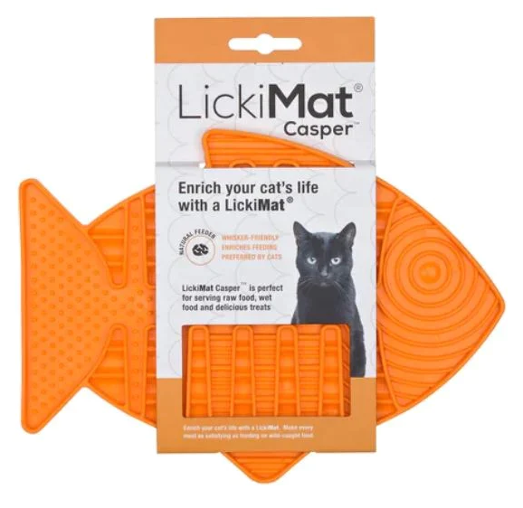 Lickimat Casper Slow Feeder Mat For Cats - Orange