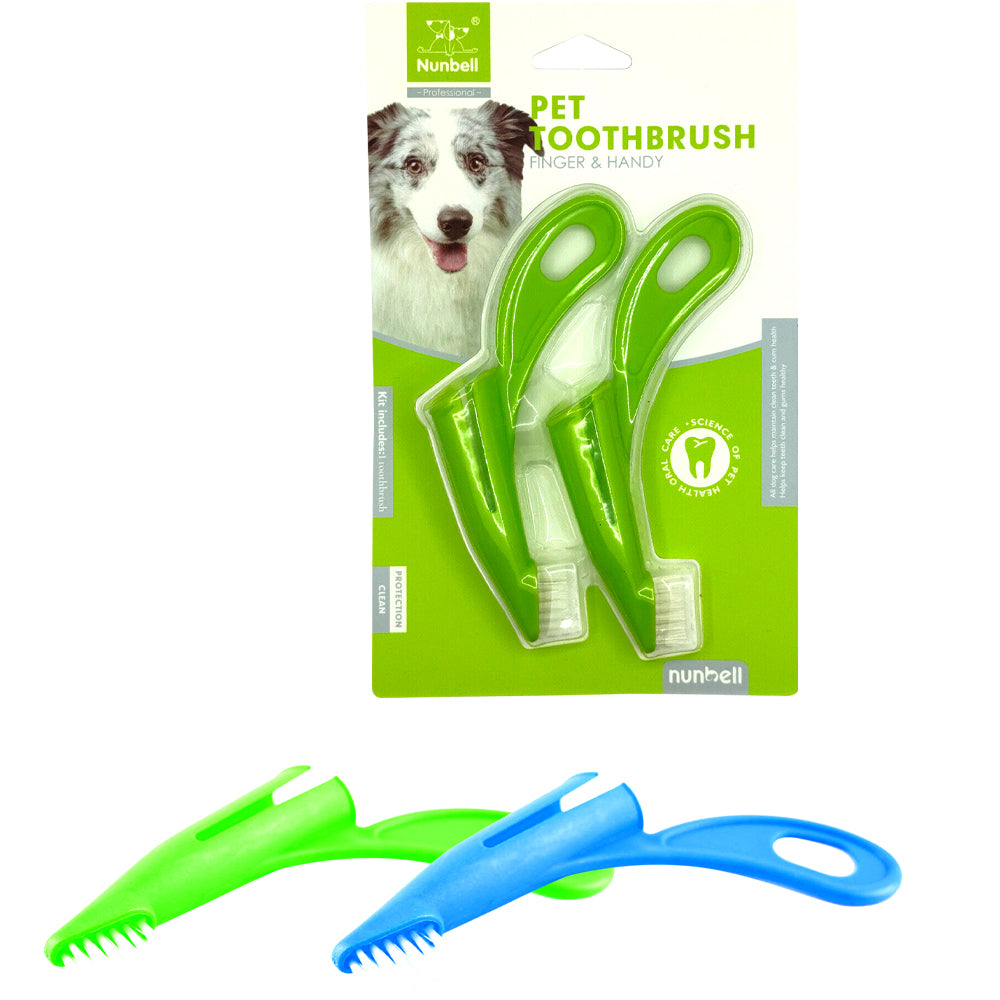 Nunbell Curved Finger Dog Toothbrush – Set of (Colors May Vary