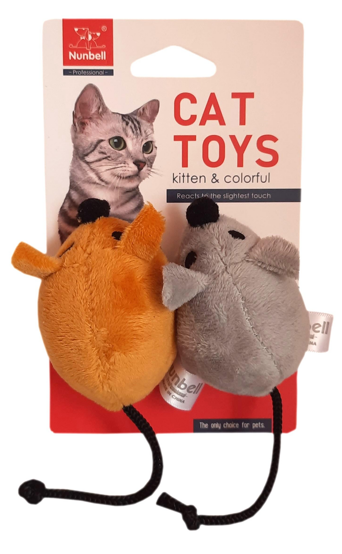 Nunbell Plush Chewing & Playing Pair Of 2 Mouse Cat Toy