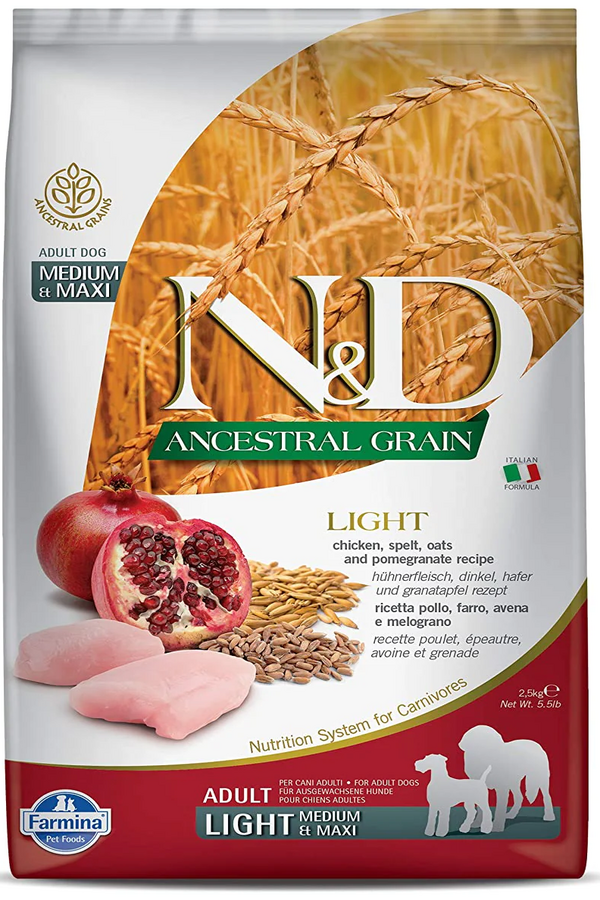 Farmina N&D Ancestral Grain Light Chicken & Pomegranate Medium & Maxi Adult Dog Dry Food
