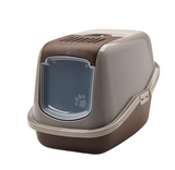 Savic Nestor Warm Grey Cat Litter Box Chocolate Brown