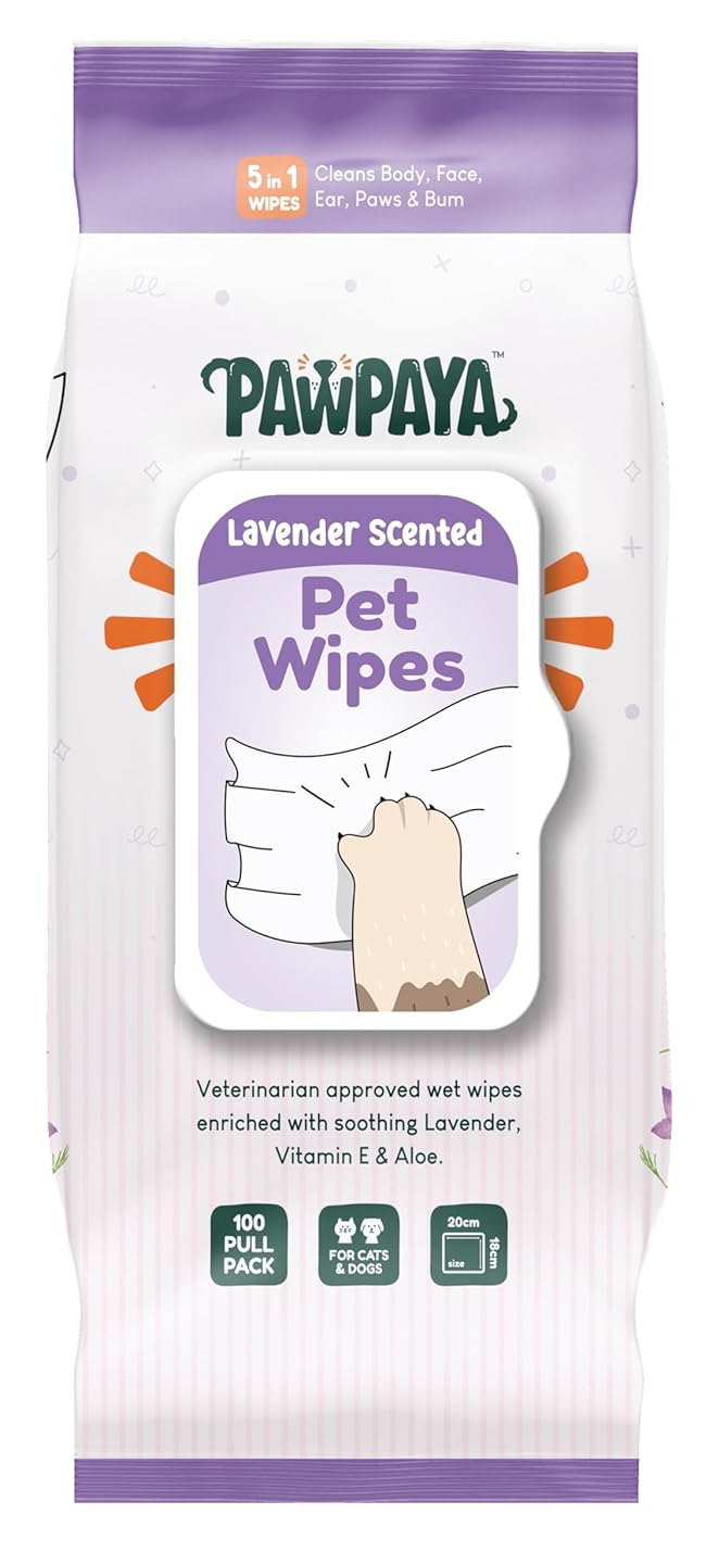 Pawpaya Lavender Scented Wipes For Dogs And Cats