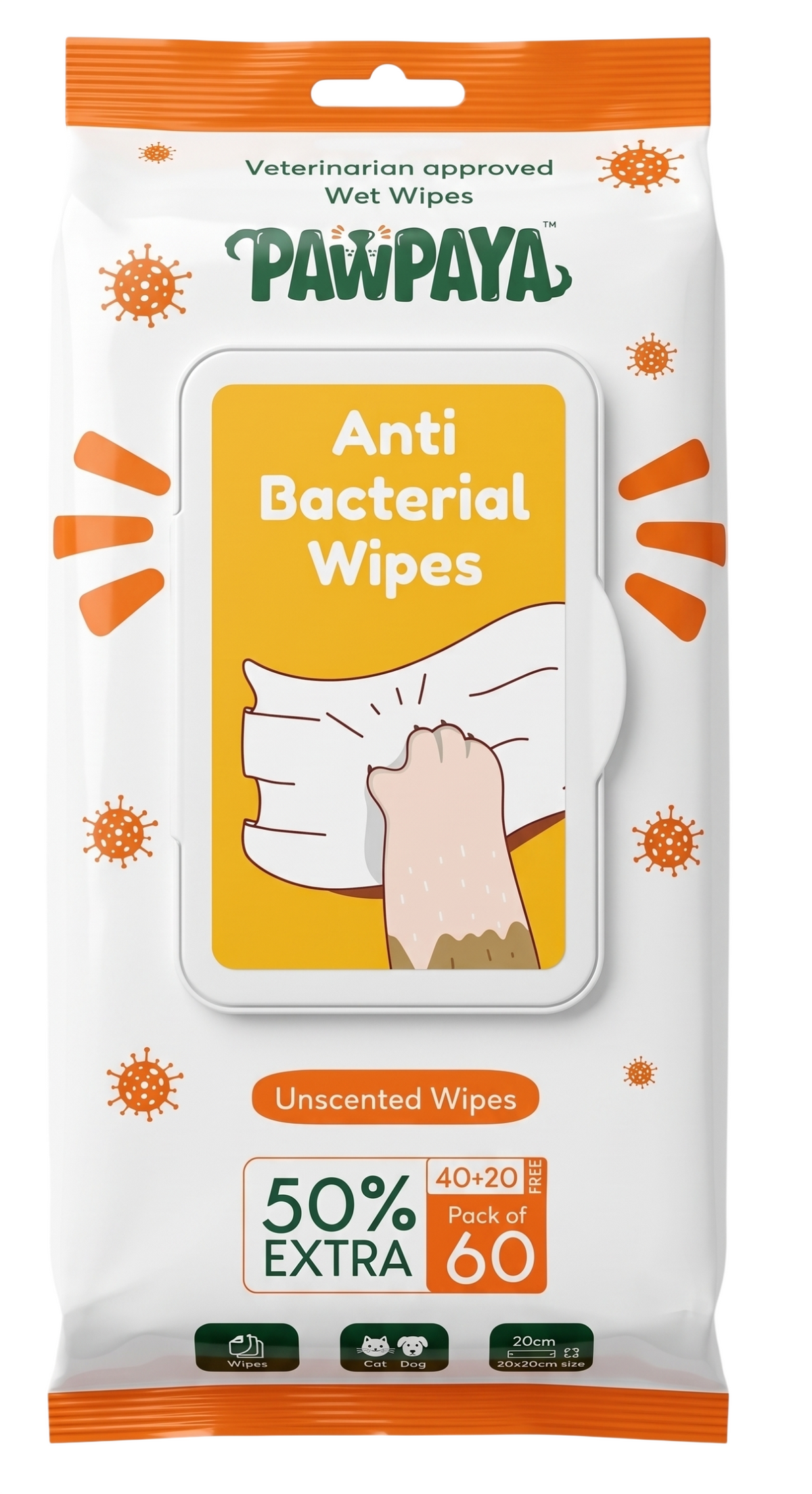 Pawpaya Antibacterial Wipes For Dogs And Cats