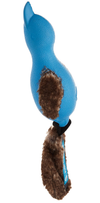 Gigwi Rubber Duck Dog Toy Push To Mute Silent Squeaky Toy Interactive With Plush Tail-Blue