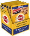 Pedigree Chicken & Liver Chunks Flavour In Gravy - Adult (5 Pouch x 70 Gms) - New Offer