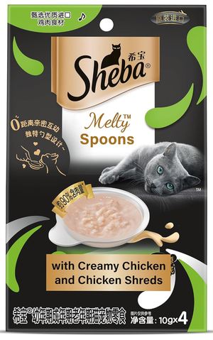 Sheba Melty Spoons With Creamy Chicken & Chicken Shreds Lickable Creamy Cat Treats