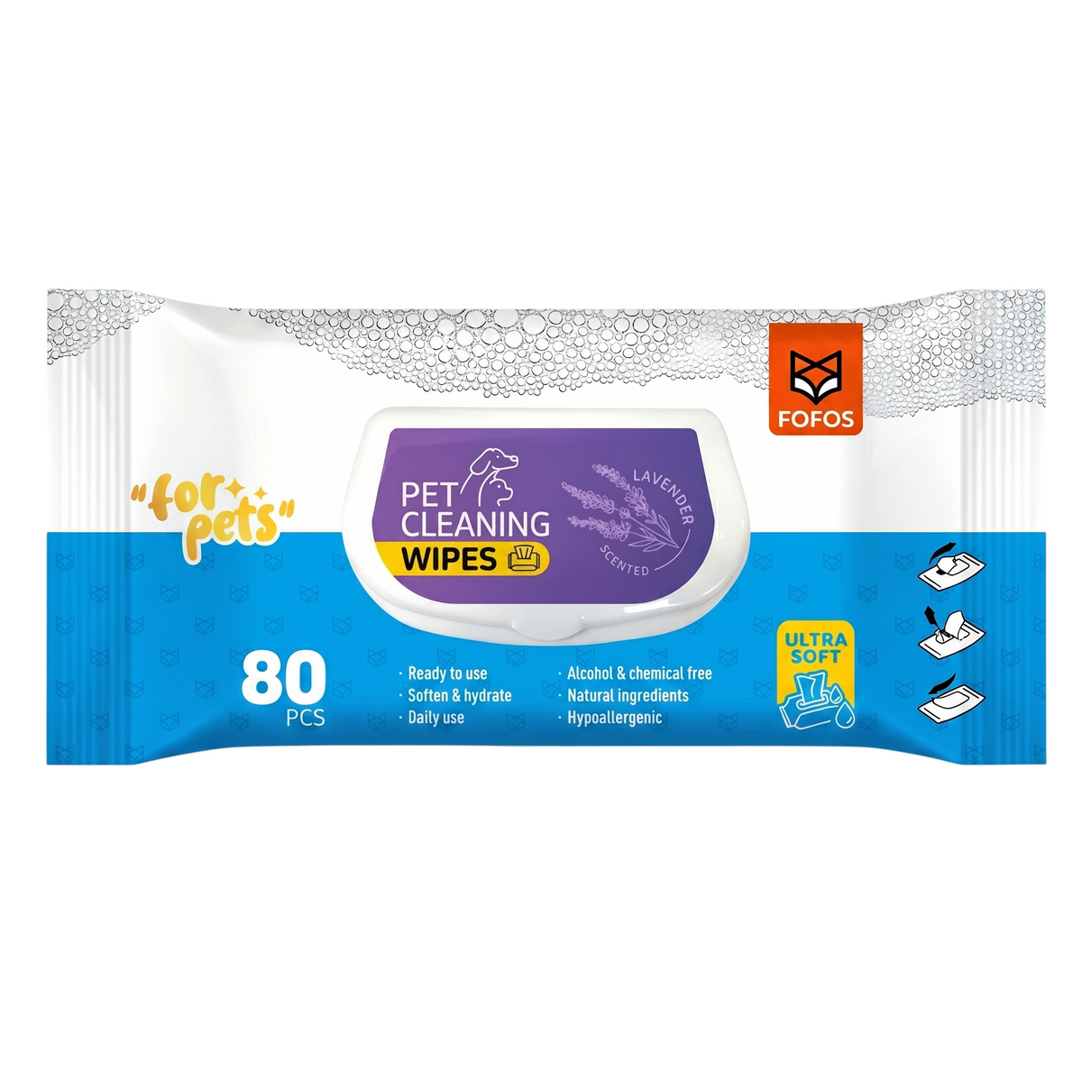 Fofos Lavender Scented Pet Wipes For Dogs & Cats