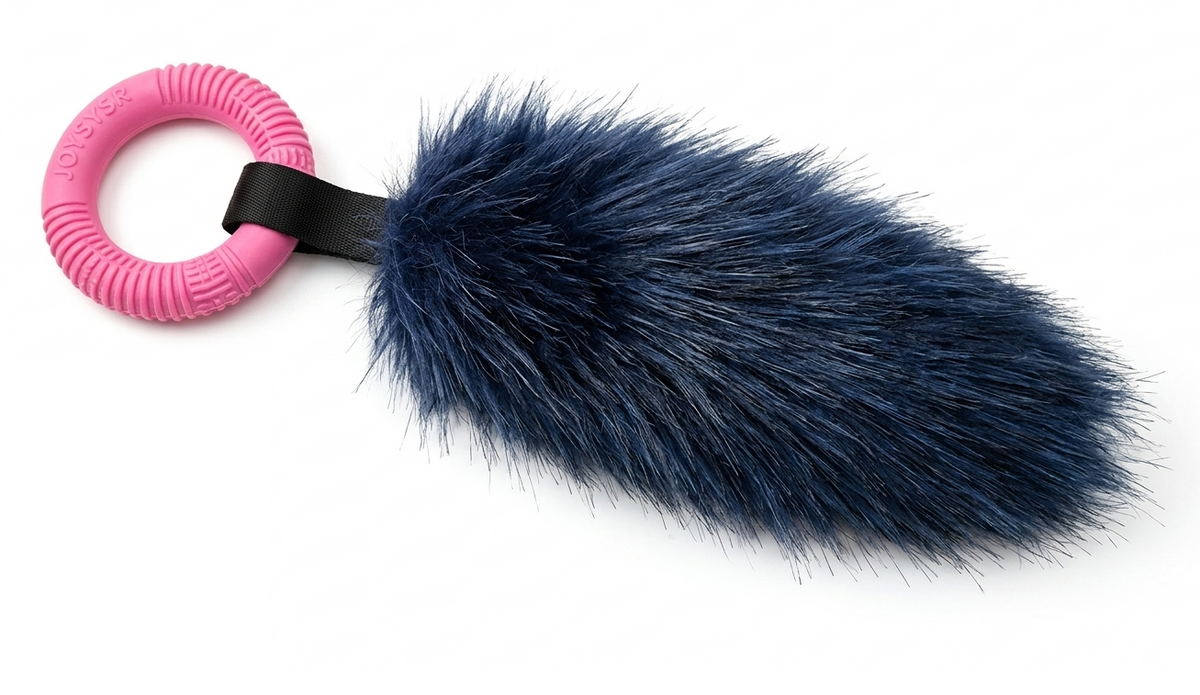 Joyser Puppy Tail With Ring Toy With Squeaker For Puppies-Pink/Blue