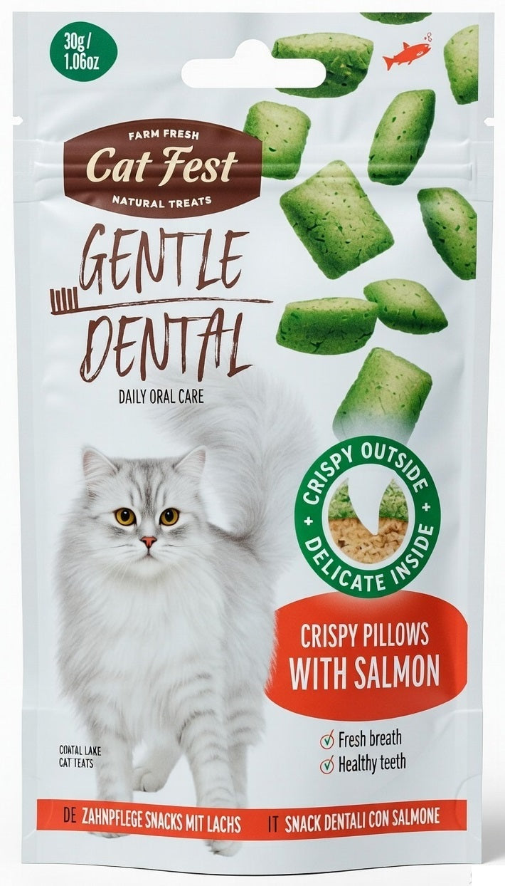 Catfest Crispy Pillows With Salmon Flavour For Dental Care Cat Treats