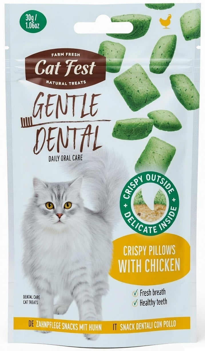 Catfest Crispy Pillows With Chicken Flavour For Dental Care Cat Treats