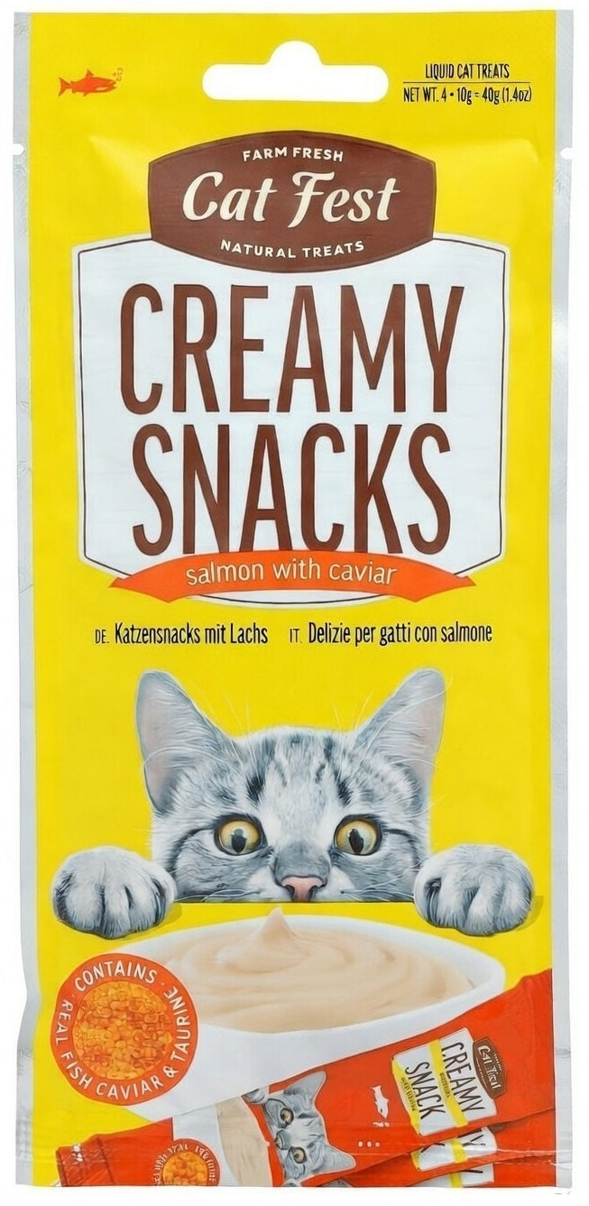 Catfest Creamy Snacks Salmon With Caviar Treats For Cats
