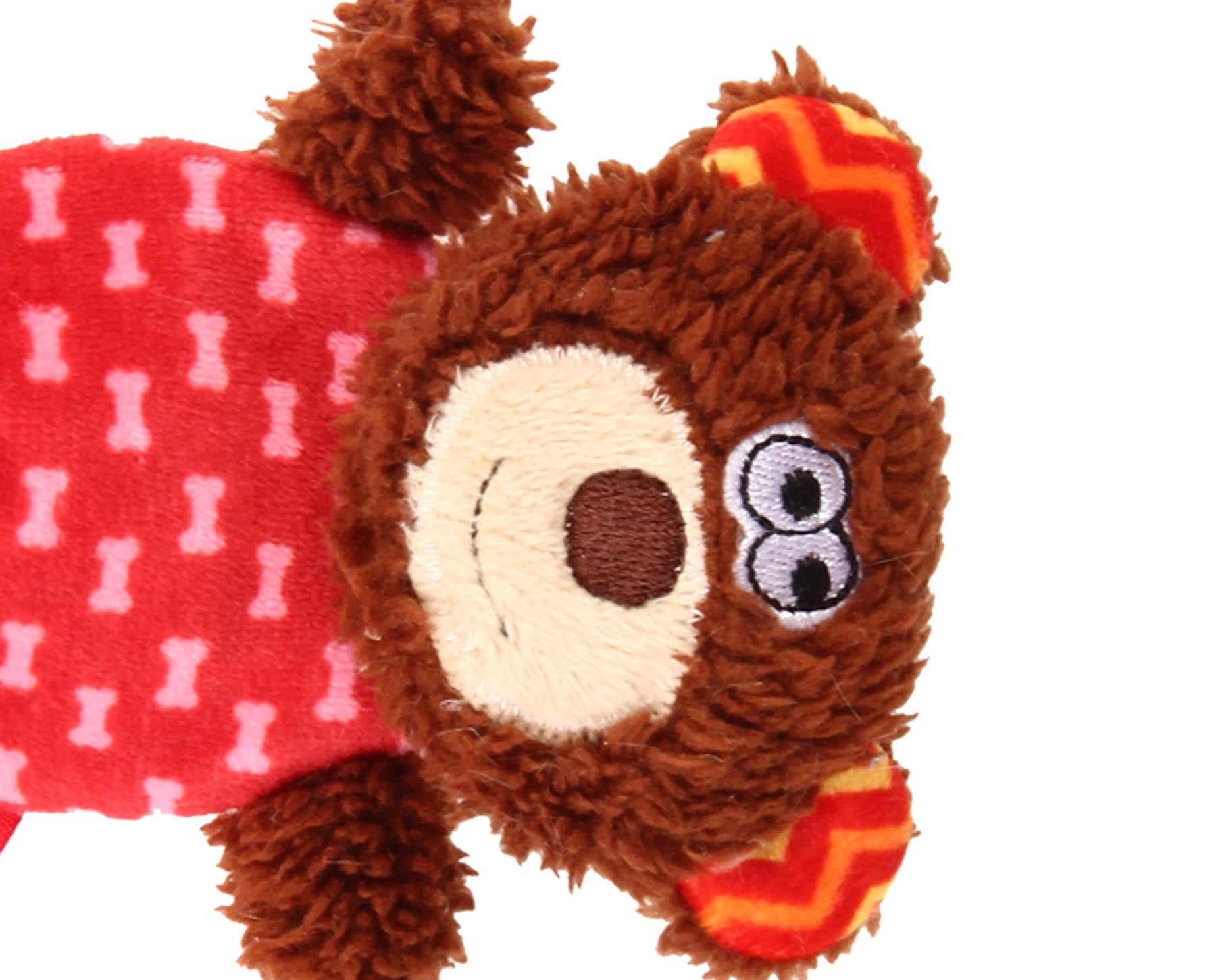 Gigwi Bear Plush Friendz With Refillable Squeaker Dog Toy - Brown/Red